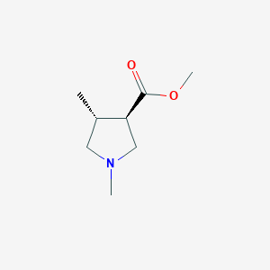 molecular formula C8H15NO2 B14022366 Methyl trans-1,4-dimethylpyrrolidine-3-carboxylate 