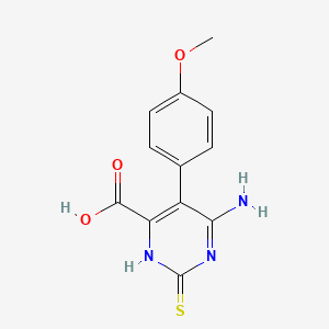 molecular formula C12H11N3O3S B14022411 4-amino-5-(4-methoxyphenyl)-2-sulfanylidene-1H-pyrimidine-6-carboxylic acid CAS No. 20865-49-0