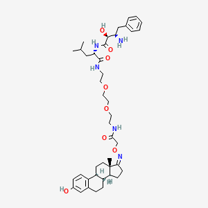 molecular formula C42H61N5O8 B14022551 (2S)-2-[[(2S,3R)-3-amino-2-hydroxy-4-phenylbutanoyl]amino]-N-[2-[2-[2-[[2-[(Z)-[(8R,9S,13S,14S)-3-hydroxy-13-methyl-7,8,9,11,12,14,15,16-octahydro-6H-cyclopenta[a]phenanthren-17-ylidene]amino]oxyacetyl]amino]ethoxy]ethoxy]ethyl]-4-methylpentanamide 