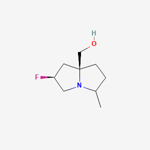 molecular formula C9H16FNO B14022612 [(2S,8S)-2-fluoro-5-methyl-1,2,3,5,6,7-hexahydropyrrolizin-8-yl]methanol 