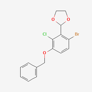 molecular formula C16H14BrClO3 B14022635 2-(3-(Benzyloxy)-6-bromo-2-chlorophenyl)-1,3-dioxolane 