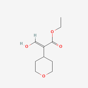 molecular formula C10H16O4 B14022641 ethyl (E)-3-hydroxy-2-(oxan-4-yl)prop-2-enoate 