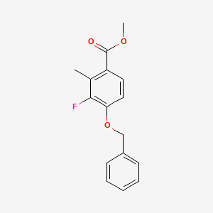 molecular formula C16H15FO3 B14022675 Methyl 4-(benzyloxy)-3-fluoro-2-methylbenzoate 