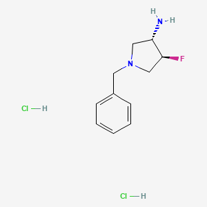 molecular formula C11H17Cl2FN2 B14022696 (3S,4S)-1-Benzyl-4-fluoropyrrolidin-3-amine dihydrochloride 