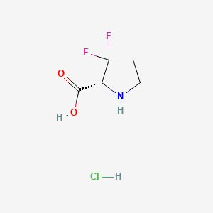 molecular formula C5H8ClF2NO2 B14022701 (2R)-3,3-difluoropyrrolidine-2-carboxylic acid;hydrochloride 