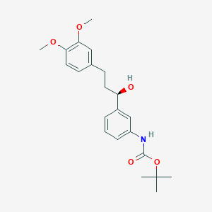 molecular formula C22H29NO5 B14022781 tert-Butyl (R)-(3-(3-(3,4-dimethoxyphenyl)-1-hydroxypropyl)phenyl)carbamate 