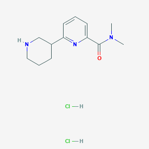 molecular formula C13H21Cl2N3O B1402279 1',2',3',4',5',6'-Hexahydro-[2,3']bipyridinyl-6-carboxylic aciddimethylamide dihydrochloride CAS No. 1361114-62-6