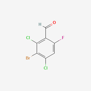 molecular formula C7H2BrCl2FO B14022810 3-Bromo-2,4-dichloro-6-fluorobenzaldehyde 