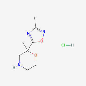 molecular formula C8H14ClN3O2 B1402284 2-Methyl-2-(3-methyl-1,2,4-oxadiazol-5-yl)morpholine hydrochloride CAS No. 1361113-47-4