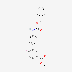 molecular formula C22H18FNO4 B1402285 Methyl 4'-(((benzyloxy)carbonyl)amino)-6-fluoro-[1,1'-biphenyl]-3-carboxylate CAS No. 1381944-53-1