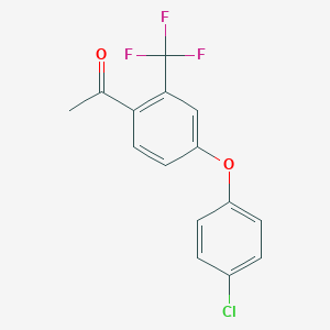 molecular formula C15H10ClF3O2 B1402293 1-[4-(4-Chloro-phenoxy)-2-trifluoromethyl-phenyl]-ethanone CAS No. 1417782-28-5