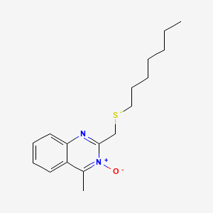 molecular formula C17H24N2OS B14022934 Quinazoline, 2-((heptylthio)methyl)-4-methyl-, 3-oxide CAS No. 6327-40-8