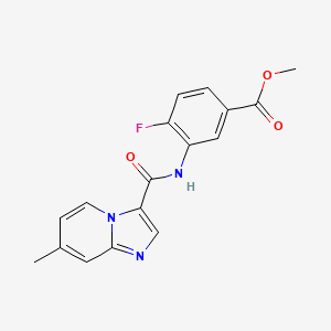molecular formula C17H14FN3O3 B1402298 4-Fluoro-3-[(7-methyl-imidazo[1,2-a]pyridine-3-carbonyl)-amino]-benzoic acid methyl ester CAS No. 1426654-03-6