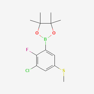 molecular formula C13H17BClFO2S B14022982 2-(3-Chloro-2-fluoro-5-(methylthio)phenyl)-4,4,5,5-tetramethyl-1,3,2-dioxaborolane 