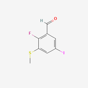 molecular formula C8H6FIOS B14023016 2-Fluoro-5-iodo-3-(methylthio)benzaldehyde 