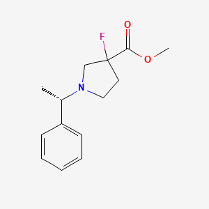 molecular formula C14H18FNO2 B14023082 Methyl 3-fluoro-1-((S)-1-phenylethyl)pyrrolidine-3-carboxylate 