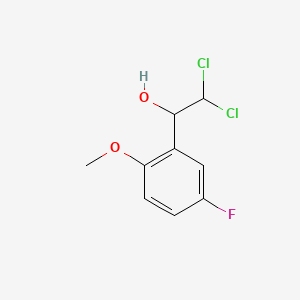 molecular formula C9H9Cl2FO2 B14023216 2,2-Dichloro-1-(5-fluoro-2-methoxyphenyl)ethanol 