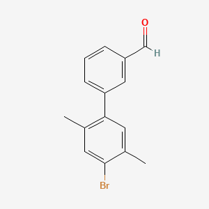 molecular formula C15H13BrO B14023252 4'-Bromo-2',5'-dimethyl-[1,1'-biphenyl]-3-carbaldehyde 