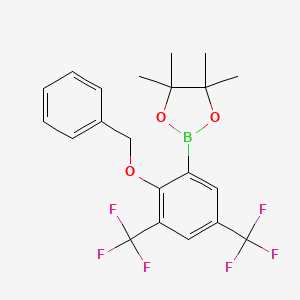 molecular formula C21H21BF6O3 B14023261 2-(2-(Benzyloxy)-3,5-bis(trifluoromethyl)phenyl)-4,4,5,5-tetramethyl-1,3,2-dioxaborolane 