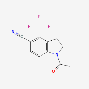 molecular formula C12H9F3N2O B14023262 1-Acetyl-4-(trifluoromethyl)indoline-5-carbonitrile 