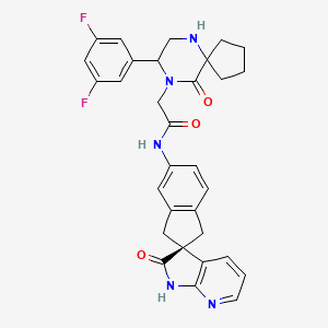 molecular formula C31H29F2N5O3 B14023279 2-[8-(3,5-difluorophenyl)-10-oxo-6,9-diazaspiro[4.5]decan-9-yl]-N-[(2R)-2'-oxospiro[1,3-dihydroindene-2,3'-1H-pyrrolo[2,3-b]pyridine]-5-yl]acetamide 