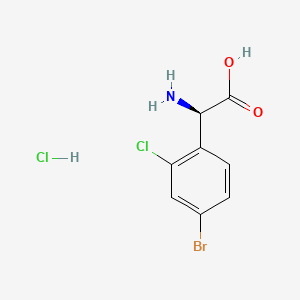 molecular formula C8H8BrCl2NO2 B14023361 (2R)-2-Amino-2-(4-bromo-2-chlorophenyl)acetic acid hydrochloride 