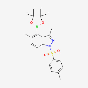 molecular formula C22H27BN2O4S B1402340 3,5-dimethyl-4-(4,4,5,5-tetramethyl-1,3,2-dioxaborolan-2-yl)-1-tosyl-1H-indazole CAS No. 1421252-90-5