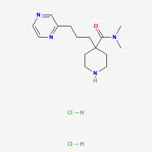 molecular formula C15H26Cl2N4O B1402342 4-(3-Pyrazin-2-yl-propyl)-piperidine-4-carboxylic aciddimethylamide dihydrochloride CAS No. 1361116-23-5