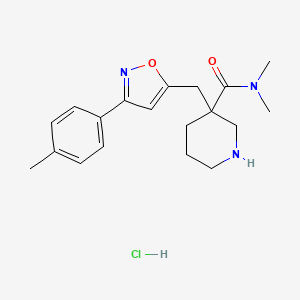 molecular formula C19H26ClN3O2 B1402343 3-(3-p-Tolyl-isoxazol-5-ylmethyl)-piperidine-3-carboxylic aciddimethylamide hydrochloride CAS No. 1229625-22-2