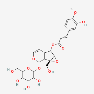 molecular formula C25H30O13 B14023491 [(2S)-2-(hydroxymethyl)-10-[3,4,5-trihydroxy-6-(hydroxymethyl)oxan-2-yl]oxy-3,9-dioxatricyclo[4.4.0.02,4]dec-7-en-5-yl] 3-(3-hydroxy-4-methoxyphenyl)prop-2-enoate 