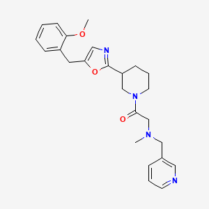 molecular formula C25H30N4O3 B1402353 1-[3-[5-[(2-Methoxyphenyl)methyl]-1,3-oxazol-2-yl]piperidin-1-yl]-2-[methyl(pyridin-3-ylmethyl)amino]ethanone CAS No. 1361113-67-8