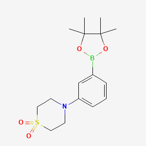molecular formula C16H24BNO4S B1402369 4-[3-(4,4,5,5-Tetramethyl-{1,3,2}dioxaborolan-2-yl)-phenyl]-thiomorpholine 1,1-dioxide CAS No. 1333263-95-8