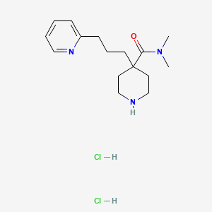 molecular formula C16H27Cl2N3O B1402374 4-(3-Pyridin-2-yl-propyl)-piperidine-4-carboxylic aciddimethylamide dihydrochloride CAS No. 1361115-32-3
