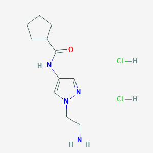 molecular formula C11H20Cl2N4O B1402375 Cyclopentanecarboxylic acid [1-(2-amino-ethyl)-1H-pyrazol-4-yl]-amide dihydrochloride CAS No. 1361116-90-6