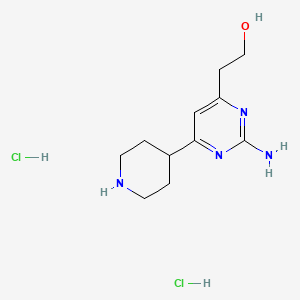 molecular formula C11H20Cl2N4O B1402377 2-(2-Amino-6-piperidin-4-yl-pyrimidin-4-yl)-ethanol dihydrochloride CAS No. 1361112-65-3