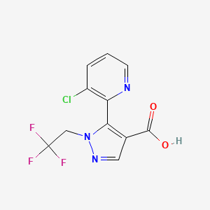 molecular formula C11H7ClF3N3O2 B1402394 5-(3-chloro-pyridin-2-yl)-1-(2,2,2-trifluoro-ethyl)-1H-pyrazole-4-carboxylic acid CAS No. 1423030-58-3