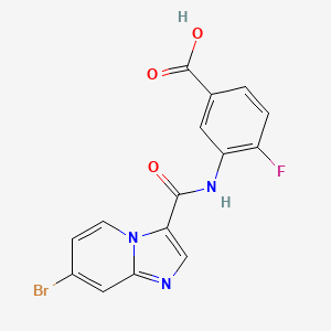 molecular formula C15H9BrFN3O3 B1402401 3-[(7-Bromo-imidazo[1,2-a]pyridine-3-carbonyl)-amino]-4-fluorobenzoic acid CAS No. 1426531-27-2