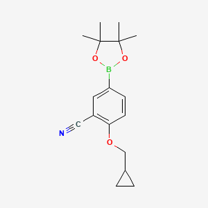 molecular formula C17H22BNO3 B1402402 2-(Cyclopropylmethoxy)-5-(4,4,5,5-tetramethyl-1,3,2-dioxaborolan-2-yl)benzonitrile CAS No. 1426921-31-4