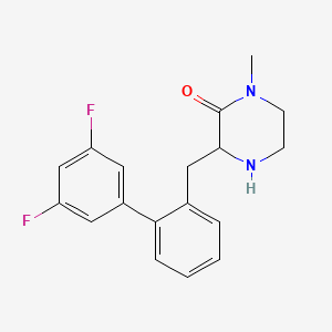 molecular formula C18H18F2N2O B1402404 3-[[2-(3,5-二氟苯基)苯基]甲基]-1-甲基哌嗪-2-酮 CAS No. 1361111-85-4