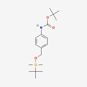 molecular formula C18H31NO3Si B14024078 Tert-butyl (4-(((tert-butyldimethylsilyl)oxy)methyl)phenyl)carbamate 