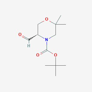 molecular formula C12H21NO4 B14024115 tert-Butyl (S)-5-formyl-2,2-dimethylmorpholine-4-carboxylate 