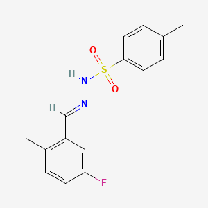 molecular formula C15H15FN2O2S B14024150 N-[(E)-(5-fluoro-2-methylphenyl)methylideneamino]-4-methylbenzenesulfonamide 