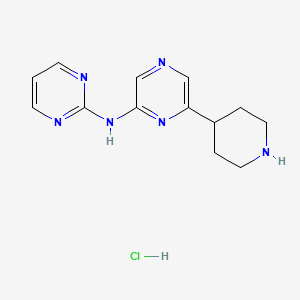 molecular formula C13H17ClN6 B1402417 (6-哌啶-4-基-吡嗪-2-基)-嘧啶-2-基-胺盐酸盐 CAS No. 1361115-72-1