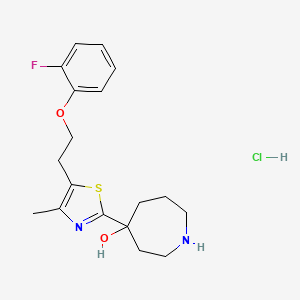 molecular formula C18H24ClFN2O2S B1402418 盐酸4-{5-[2-(2-氟苯氧基)-乙基]-4-甲基噻唑-2-基}-氮杂环戊烷-4-醇 CAS No. 1361111-86-5