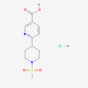 molecular formula C12H17ClN2O4S B1402421 1'-甲磺酰基-1',2',3',4',5',6'-六氢-[2,4']联吡啶-5-羧酸盐酸盐 CAS No. 1361113-39-4