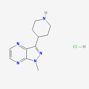 molecular formula C11H16ClN5 B1402422 1-Methyl-3-piperidin-4-yl-1H-pyrazolo[3,4-b]pyrazine hydrochloride CAS No. 1361114-06-8