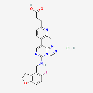 3-[5-[5-[(5-fluoro-2,3-dihydro-1-benzofuran-4-yl)methylamino]-[1,2,4]triazolo[4,3-c]pyrimidin-8-yl]-6-methylpyridin-2-yl]propanoic acid;hydrochloride