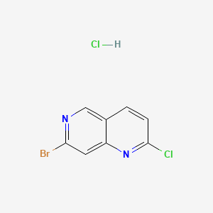 molecular formula C8H5BrCl2N2 B14024282 7-Bromo-2-chloro-1,6-naphthyridine hydrochloride 