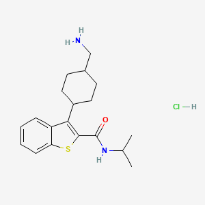 molecular formula C19H27ClN2OS B1402432 3-(4-Aminomethyl-cyclohexyl)-benzo[b]thiophene-2-carboxylic acid isopropylamide hydrochloride CAS No. 1361114-60-4