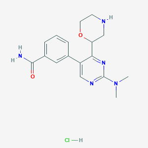 molecular formula C17H22ClN5O2 B1402435 3-(2-Dimethylamino-4-morpholin-2-yl-pyrimidin-5-yl)-benzamide hydrochloride CAS No. 1361115-66-3